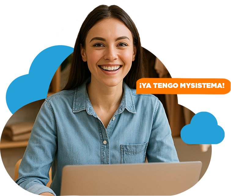 Mujer emprendedora usando MySistema